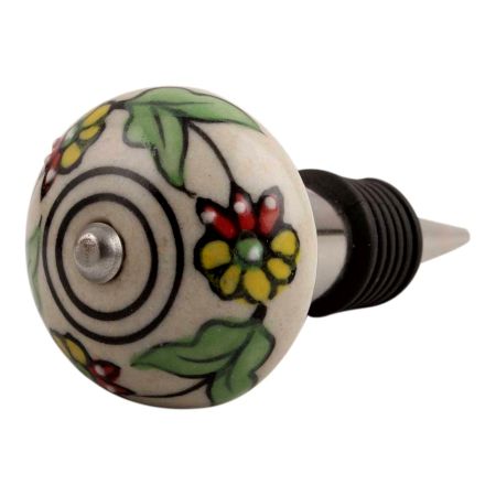 Pea Green Leaf Flower Ceramic Wine Stopper